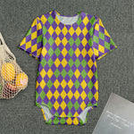 Mardi Gras Harlequin Pattern Print Men's Bodysuit