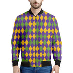 Mardi Gras Harlequin Pattern Print Men's Bomber Jacket