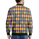 Mardi Gras Harlequin Pattern Print Men's Bomber Jacket