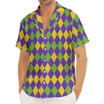 Mardi Gras Harlequin Pattern Print Men's Deep V-Neck Shirt
