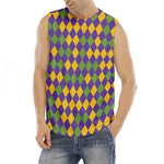 Mardi Gras Harlequin Pattern Print Men's Fitness Tank Top