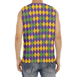 Mardi Gras Harlequin Pattern Print Men's Fitness Tank Top