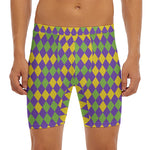 Mardi Gras Harlequin Pattern Print Men's Long Boxer Briefs