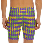 Mardi Gras Harlequin Pattern Print Men's Long Boxer Briefs