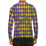 Mardi Gras Harlequin Pattern Print Men's Long Sleeve Rash Guard