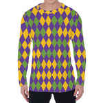Mardi Gras Harlequin Pattern Print Men's Long Sleeve T-Shirt