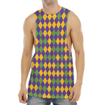 Mardi Gras Harlequin Pattern Print Men's Muscle Tank Top