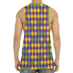 Mardi Gras Harlequin Pattern Print Men's Muscle Tank Top