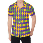 Mardi Gras Harlequin Pattern Print Men's Shirt