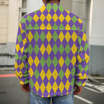 Mardi Gras Harlequin Pattern Print Men's Shirt Jacket
