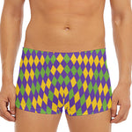 Mardi Gras Harlequin Pattern Print Men's Short Boxer Briefs