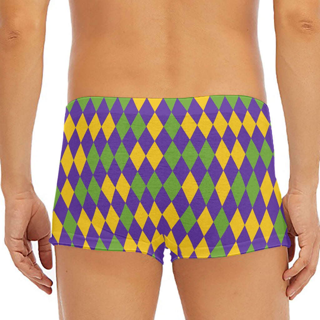 Mardi Gras Harlequin Pattern Print Men's Short Boxer Briefs