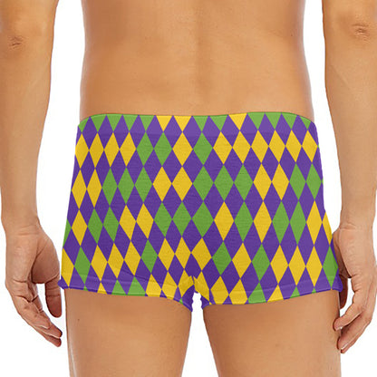 Mardi Gras Harlequin Pattern Print Men's Short Boxer Briefs
