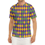 Mardi Gras Harlequin Pattern Print Men's Short Sleeve Rash Guard