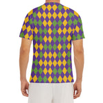 Mardi Gras Harlequin Pattern Print Men's Short Sleeve Rash Guard