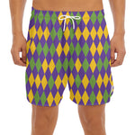 Mardi Gras Harlequin Pattern Print Men's Split Running Shorts