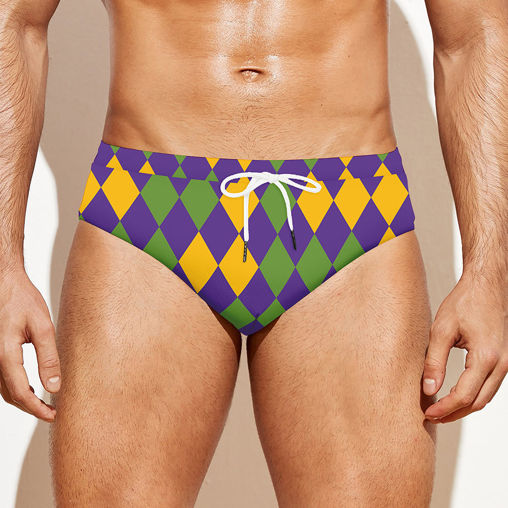 Mardi Gras Harlequin Pattern Print Men's Swim Briefs