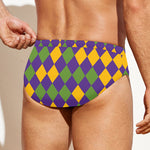 Mardi Gras Harlequin Pattern Print Men's Swim Briefs