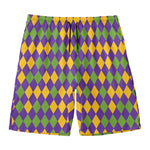 Mardi Gras Harlequin Pattern Print Men's Swim Trunks