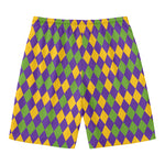 Mardi Gras Harlequin Pattern Print Men's Swim Trunks