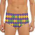 Mardi Gras Harlequin Pattern Print Men's Triangle Swim Briefs