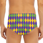 Mardi Gras Harlequin Pattern Print Men's Triangle Swim Briefs