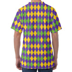 Mardi Gras Harlequin Pattern Print Men's Velvet T-Shirt