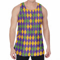 Mardi Gras Harlequin Pattern Print Men's Velvet Tank Top