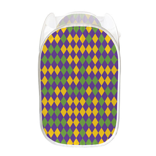 Mardi Gras Harlequin Pattern Print Mesh Laundry Hamper