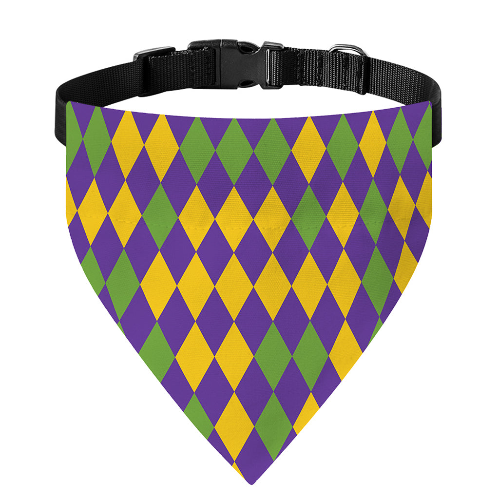 Mardi Gras Harlequin Pattern Print Over The Collar Dog Bandana