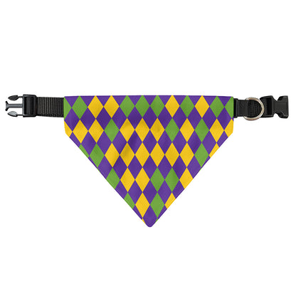 Mardi Gras Harlequin Pattern Print Over The Collar Dog Bandana