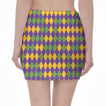 Mardi Gras Harlequin Pattern Print Pencil Mini Skirt