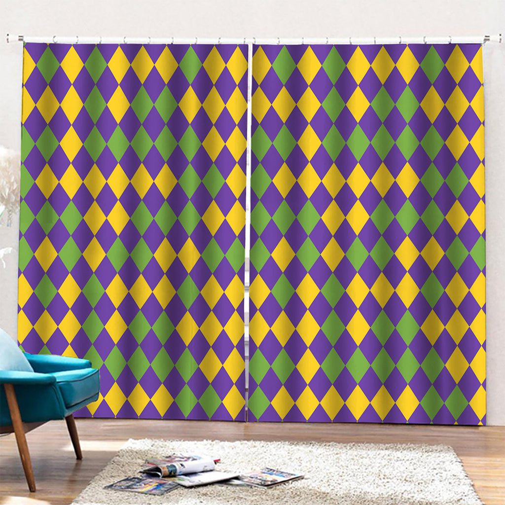 Mardi Gras Harlequin Pattern Print Pencil Pleat Curtains