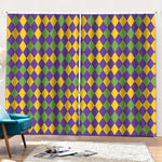 Mardi Gras Harlequin Pattern Print Pencil Pleat Curtains