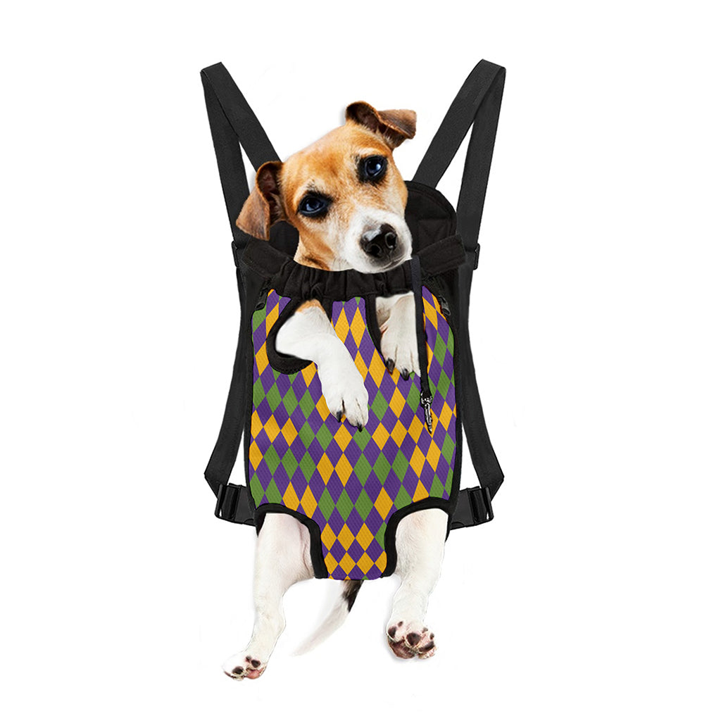 Mardi Gras Harlequin Pattern Print Pet Carrier Backpack