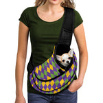 Mardi Gras Harlequin Pattern Print Pet Sling Carrier