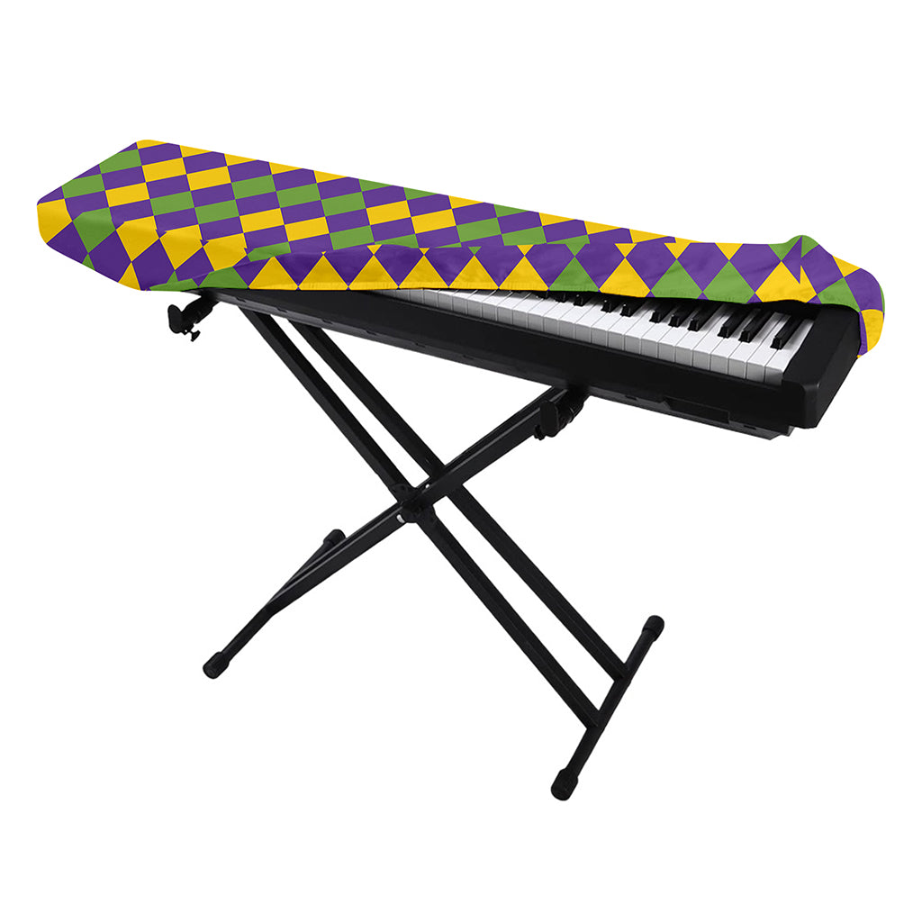 Mardi Gras Harlequin Pattern Print Piano Keyboard Cover