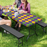 Mardi Gras Harlequin Pattern Print Picnic Table Cover