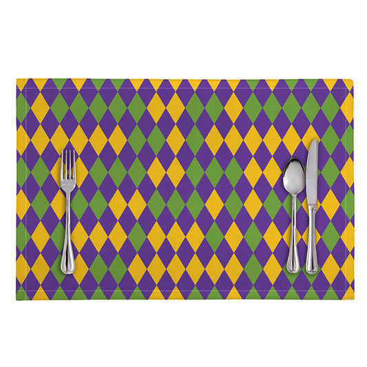 Mardi Gras Harlequin Pattern Print Placemat