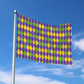 Mardi Gras Harlequin Pattern Print Polyester Flag