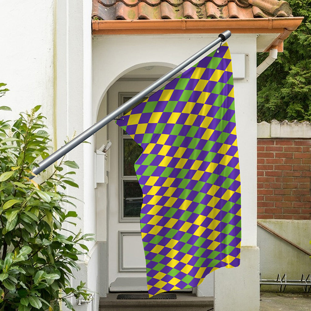 Mardi Gras Harlequin Pattern Print Polyester Flag