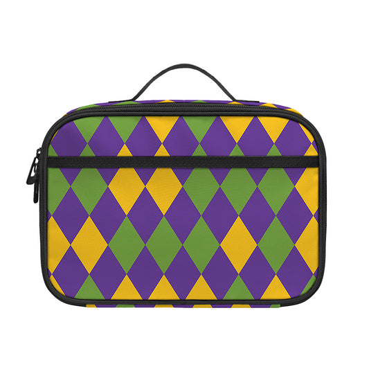 Mardi Gras Harlequin Pattern Print Portable Lunch Bag