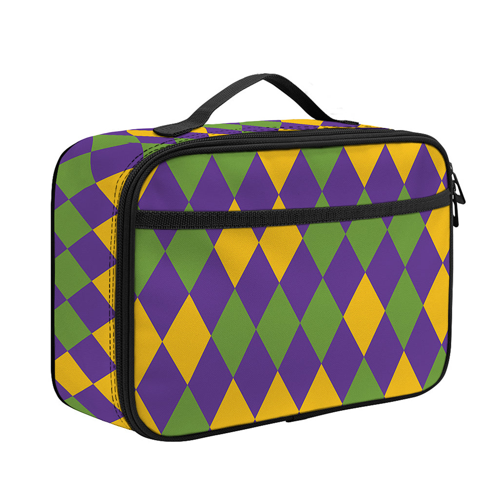 Mardi Gras Harlequin Pattern Print Portable Lunch Bag