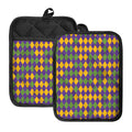 Mardi Gras Harlequin Pattern Print Pot Holders With Pocket