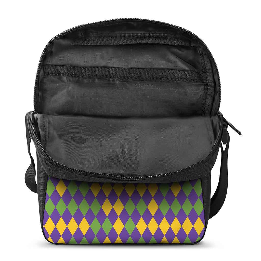 Mardi Gras Harlequin Pattern Print Rectangular Crossbody Bag