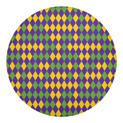 Mardi Gras Harlequin Pattern Print Round Blanket