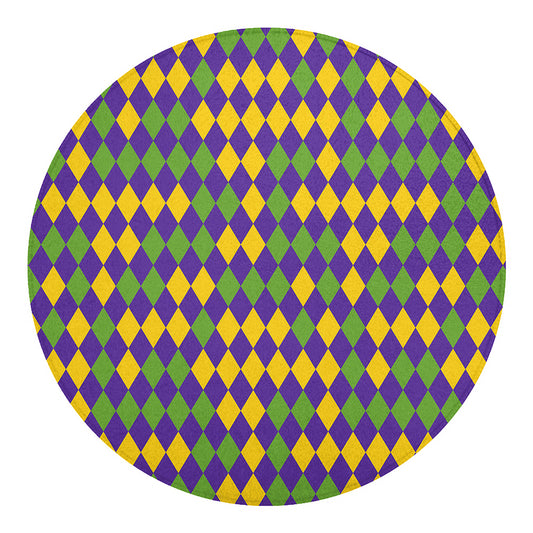 Mardi Gras Harlequin Pattern Print Round Blanket