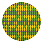 Mardi Gras Harlequin Pattern Print Round Blanket
