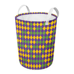 Mardi Gras Harlequin Pattern Print Round Laundry Basket