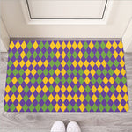 Mardi Gras Harlequin Pattern Print Rubber Doormat